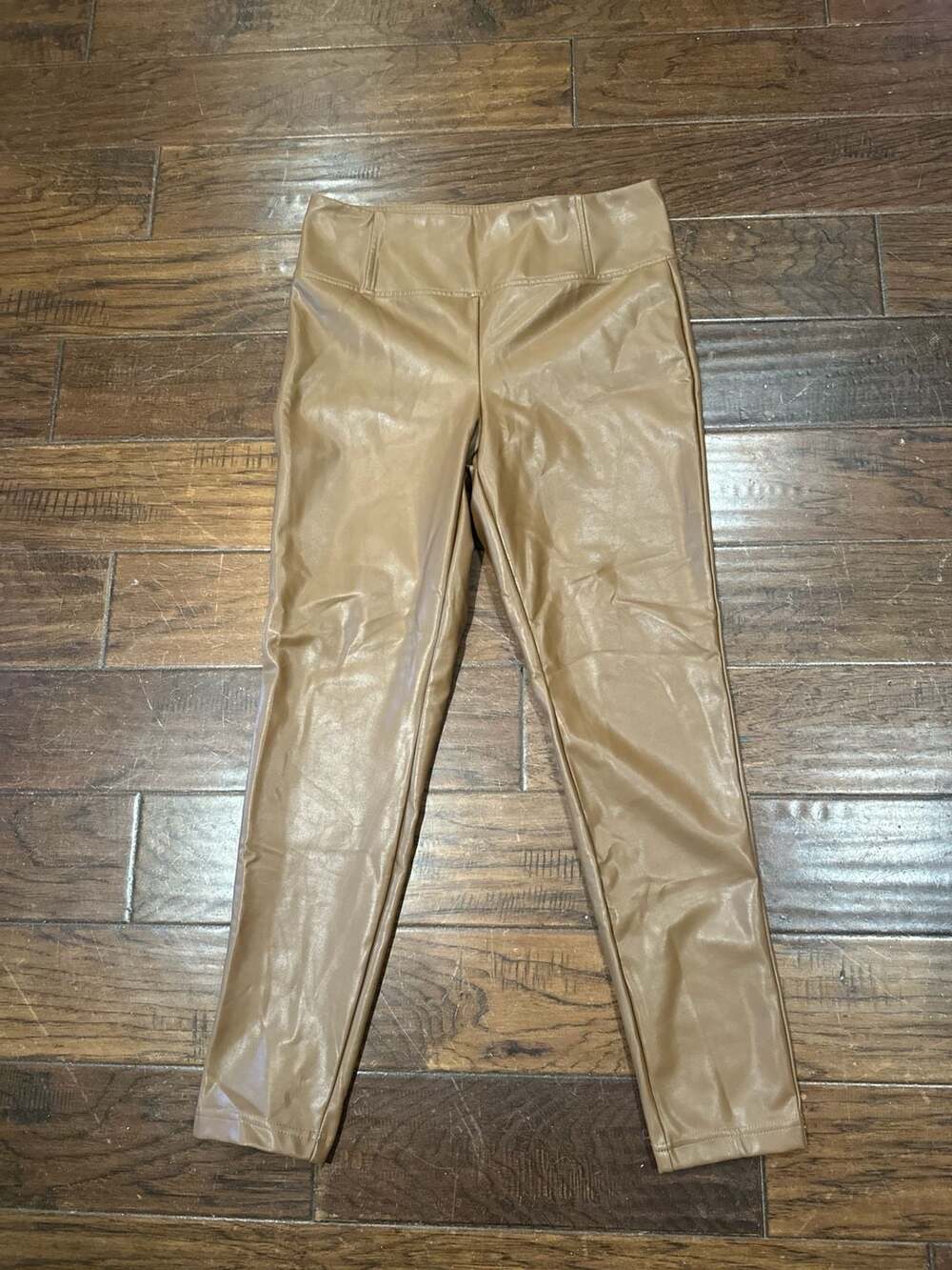 Laundry by Shelli Segal Tan Faux Leather High Waisted Leggings Size Large